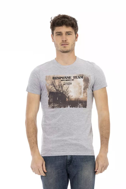 Trussardi Action Graues Baumwolle Männer T-Shirt