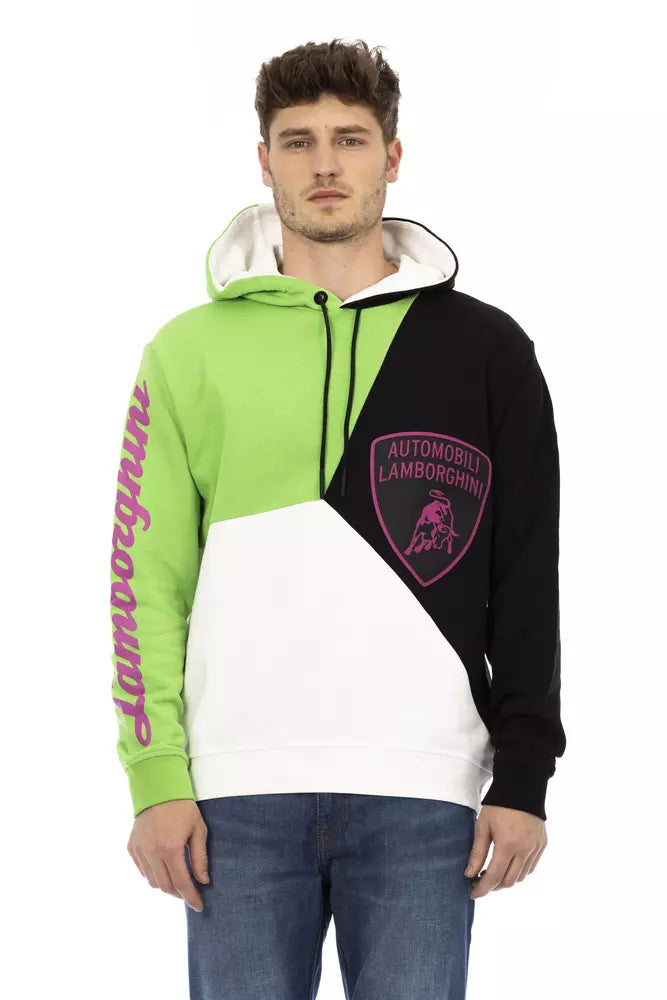 Automobili Lamborghini Smooth white cotton hooded sweatshirt