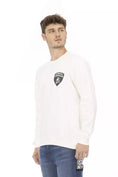 Load image into Gallery viewer, Automobili Lamborghini Smooth white crew neck sweater with shield logo
