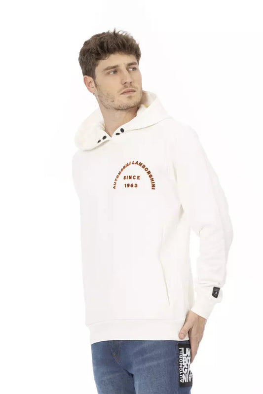 Automobili Lamborghini Simple white Lamborghini hoodie with logo on the sleeve