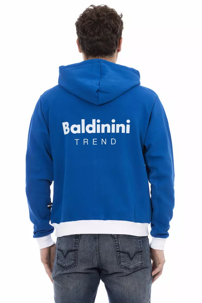 Baldinini Trend Elegant blue wool hoodie with zip