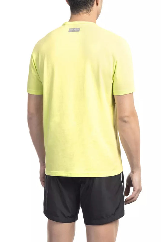 Bikkembergs printed cotton blend t-shirt in bright yellow