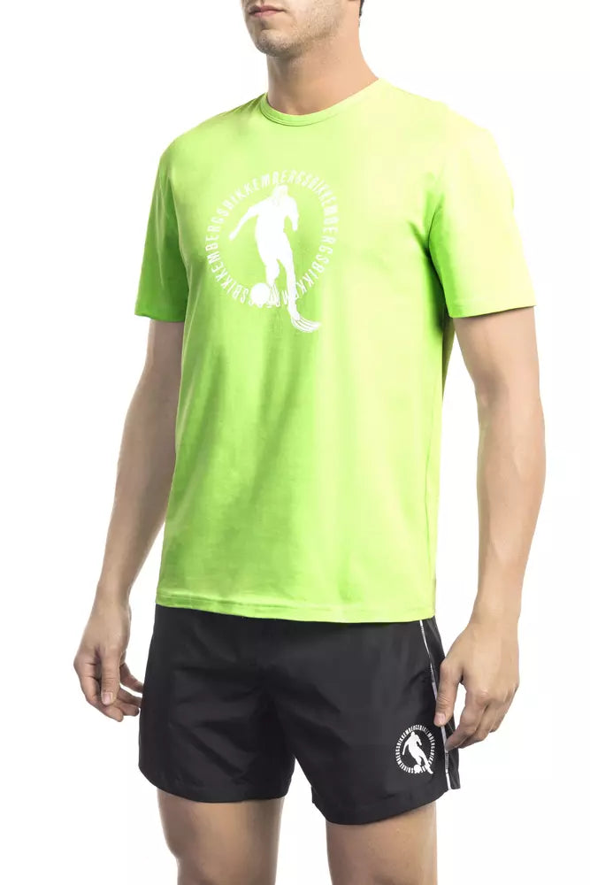 Bikkembergs Green cotton-elastane T-shirt with front print