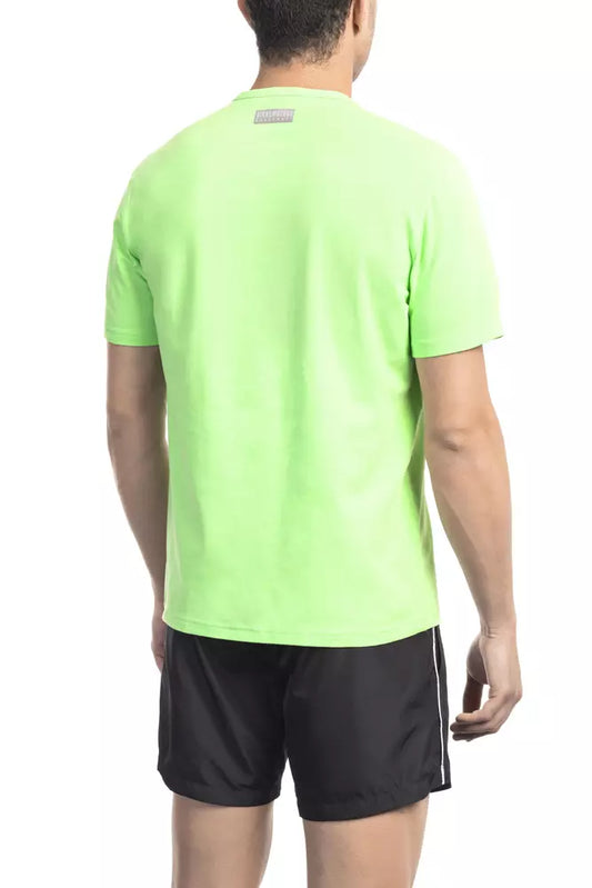 Bikkembergs Green cotton-elastane T-shirt with front print