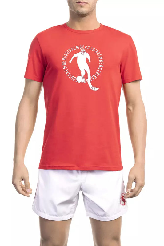 Bikkembergs Rotes Baumwolle Männer T-Shirt