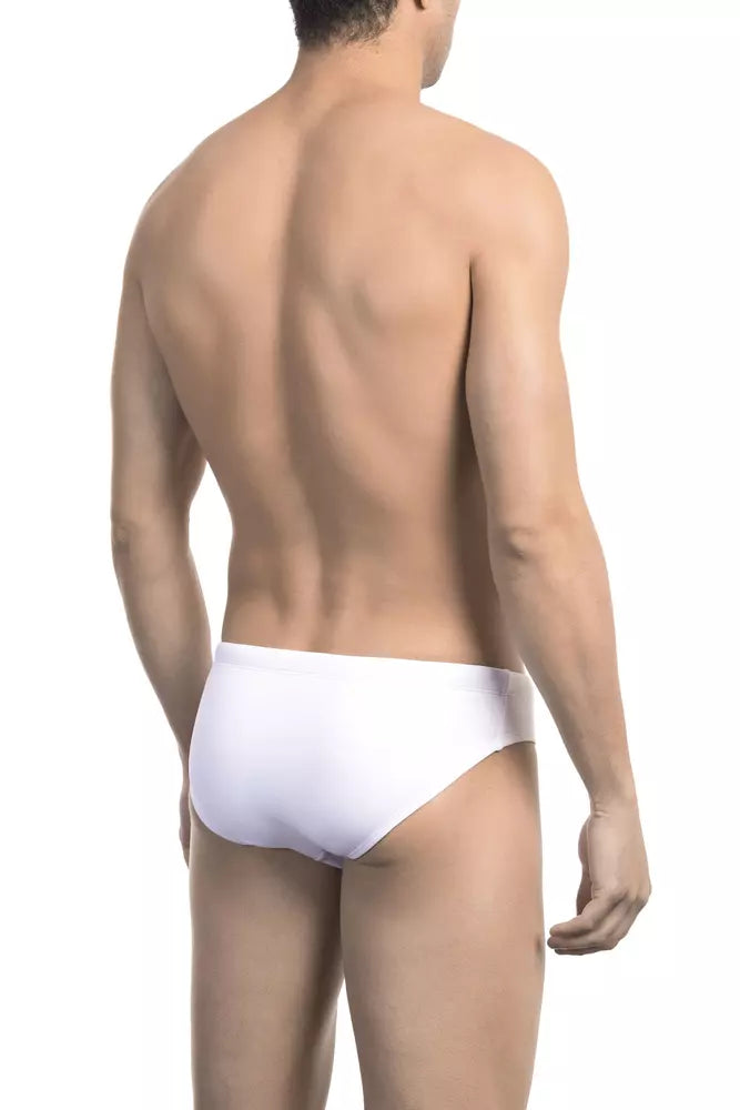 Bikkembergs Chic white swimming trunks with side print detail