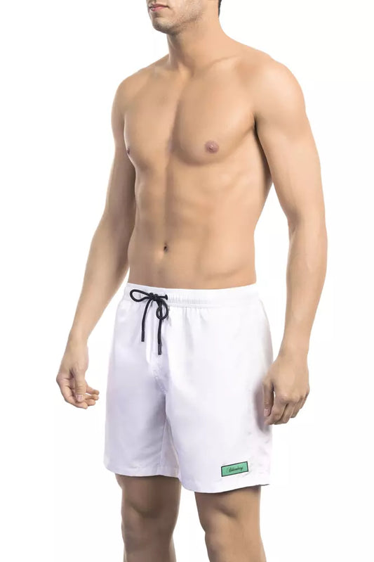 Bikkembergs Elegant white swim shorts with logo detail