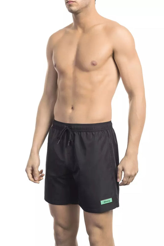 Bikkembergs Elegant black logo swim shorts