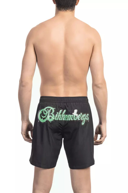 Bikkembergs Elegant black logo swim shorts