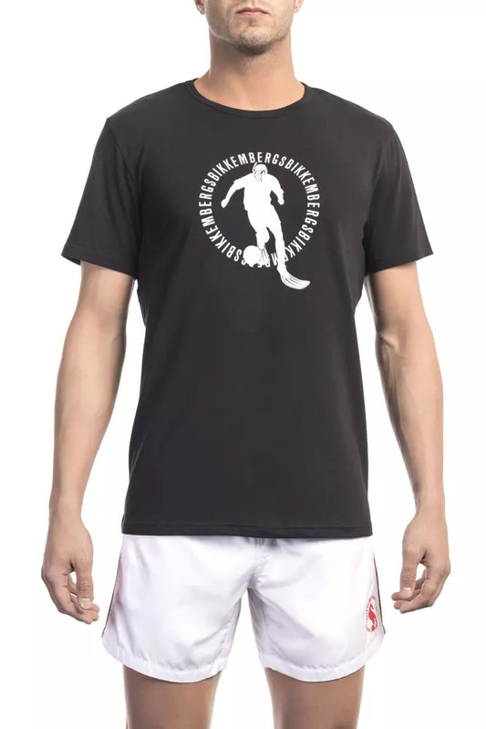 Bikkembergs Smooth T-shirt in black cotton blend with print