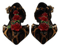 Load image into Gallery viewer, Dolce & Gabbana Mit Blumen verzierte Leoparden-T-Strap-Sandalen
