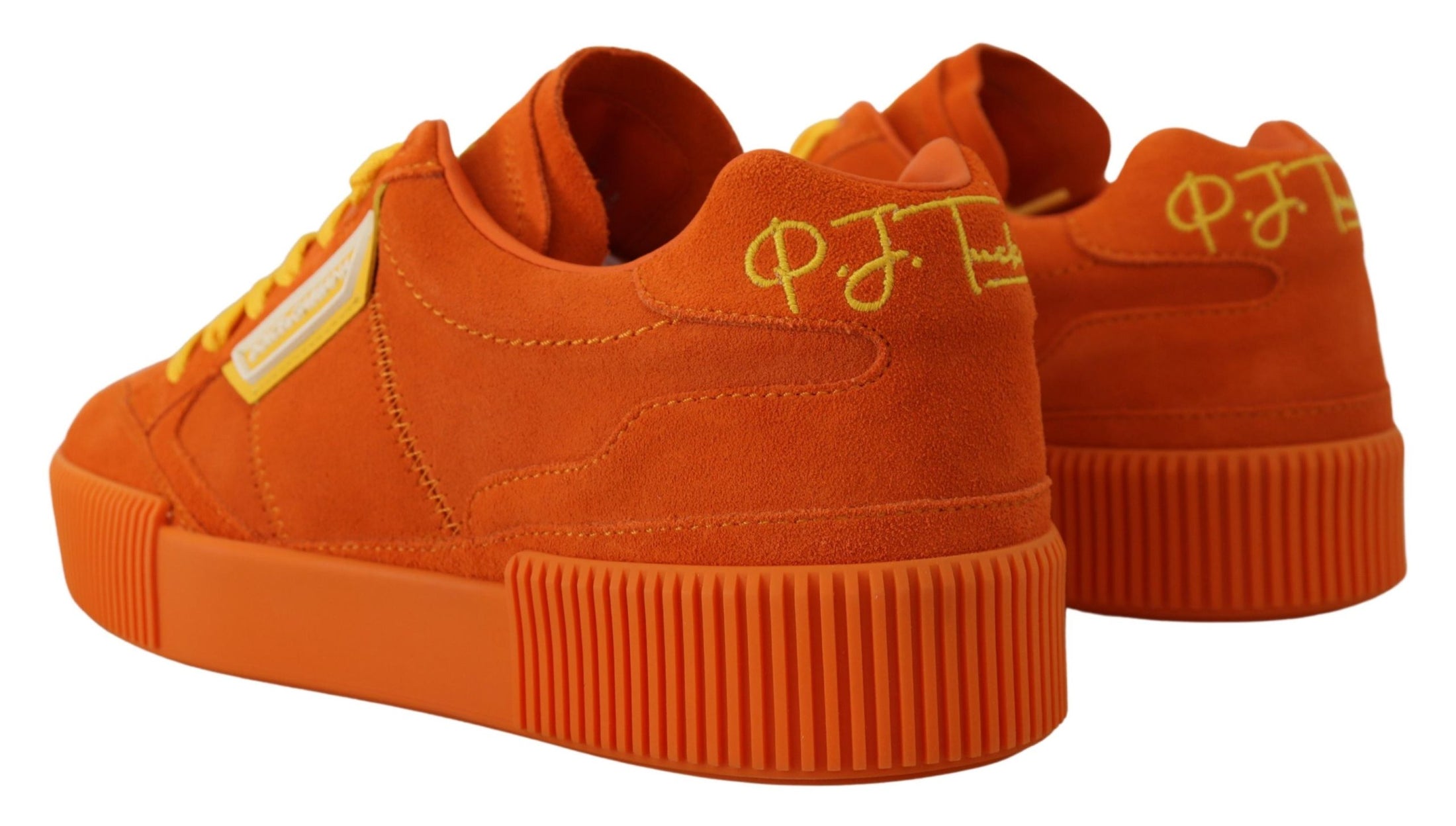 Dolce & Gabbana Schicke orangefarbene Wildleder-Schnürsneaker