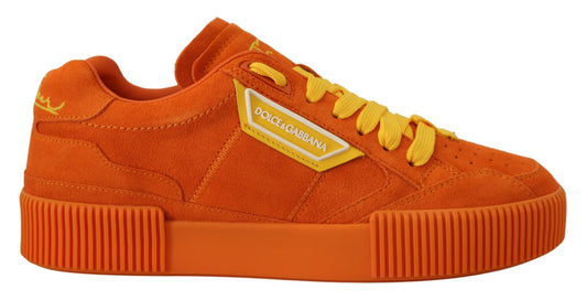 Dolce & Gabbana Schicke orangefarbene Wildleder-Schnürsneaker