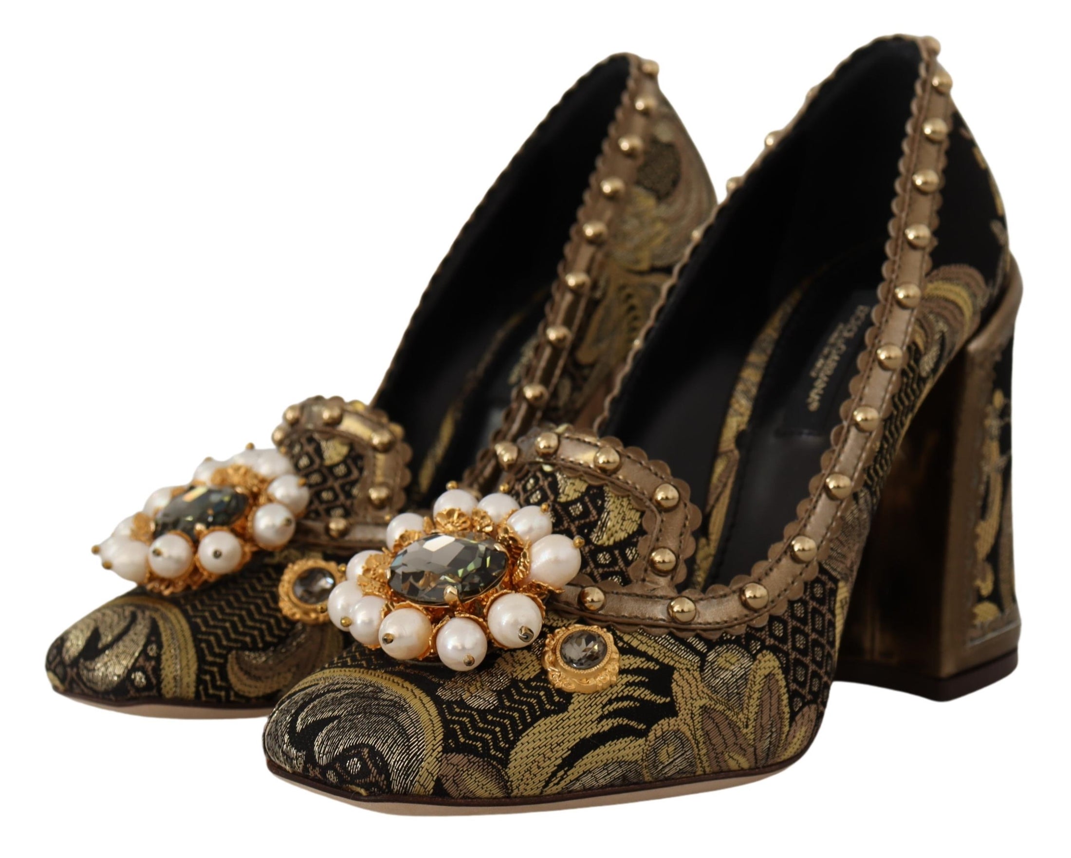 Dolce & Gabbana Elegante Gold Jacquard Brokat Pumps