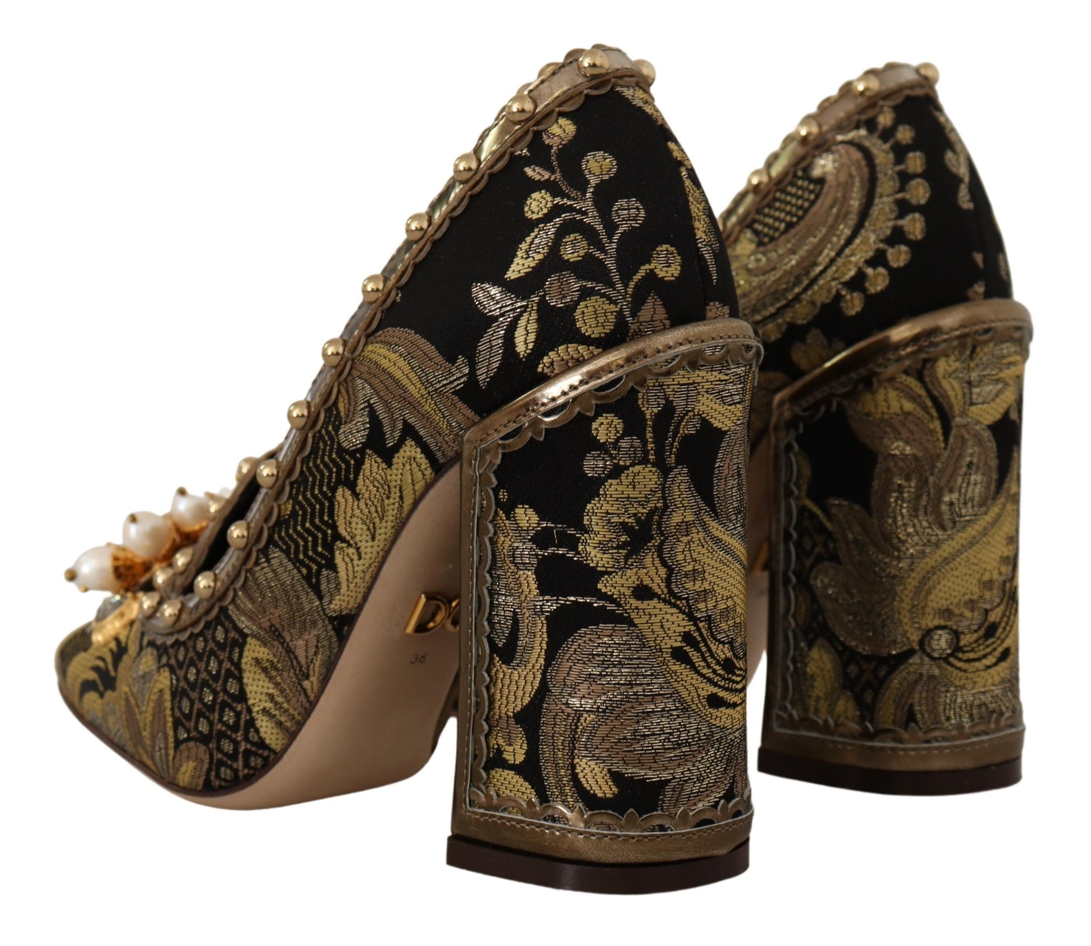 Dolce & Gabbana Elegante Gold Jacquard Brokat Pumps