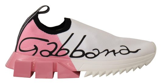 Dolce & Gabbana Elegante Sorrento Slip-On Sneakers in Weiß & Rosa