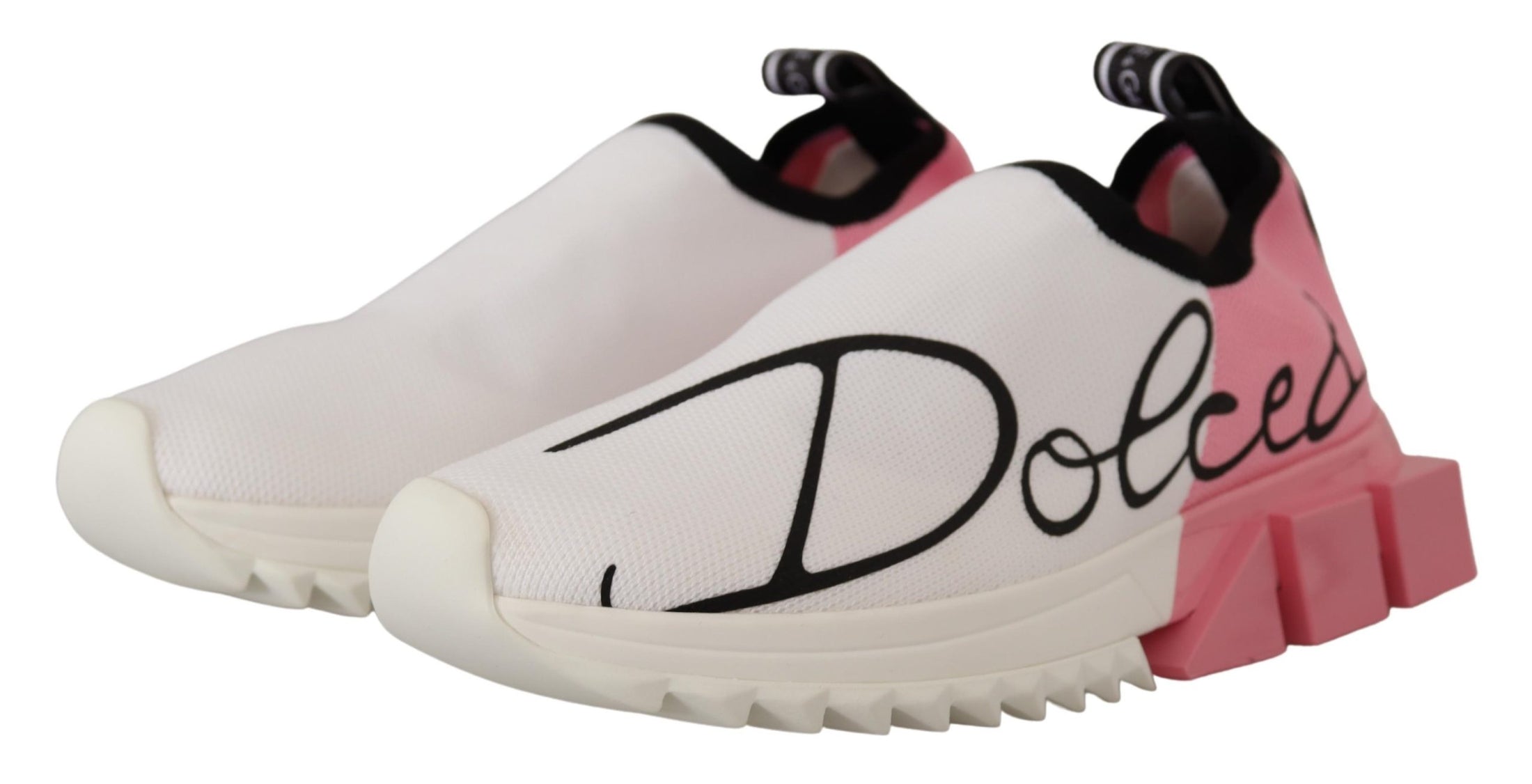 Dolce & Gabbana Elegante Sorrento Slip-On Sneakers in Weiß & Rosa