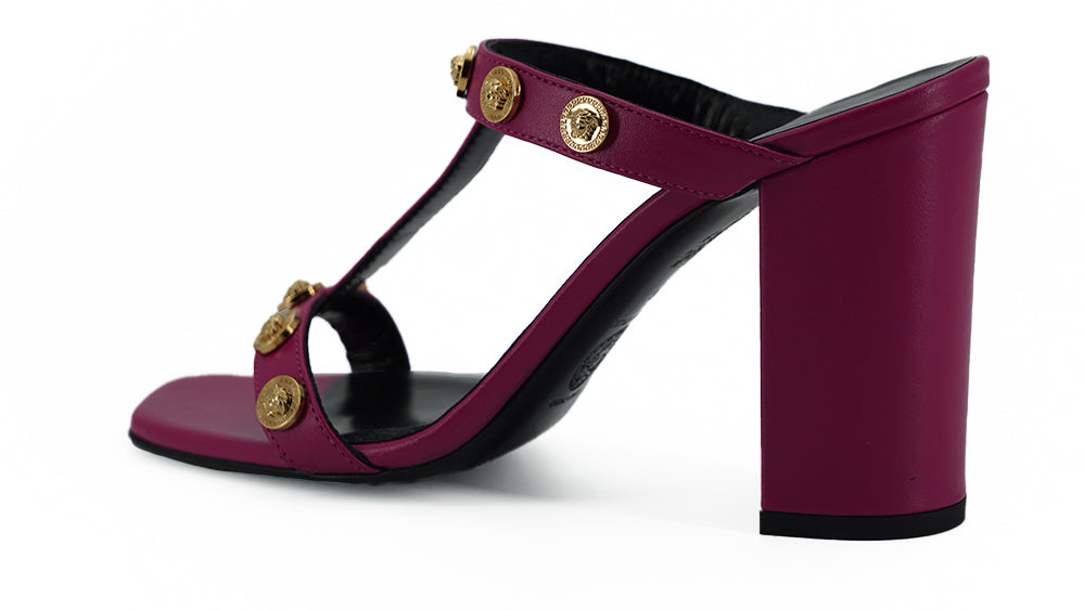 Versace Elegante hohe Sandalen aus lila Kalbsleder