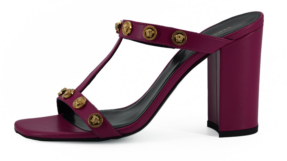 Versace Elegante hohe Sandalen aus lila Kalbsleder