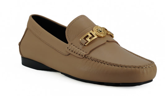 Versace Exquisite Medusa Loafers in gold-coloured leather