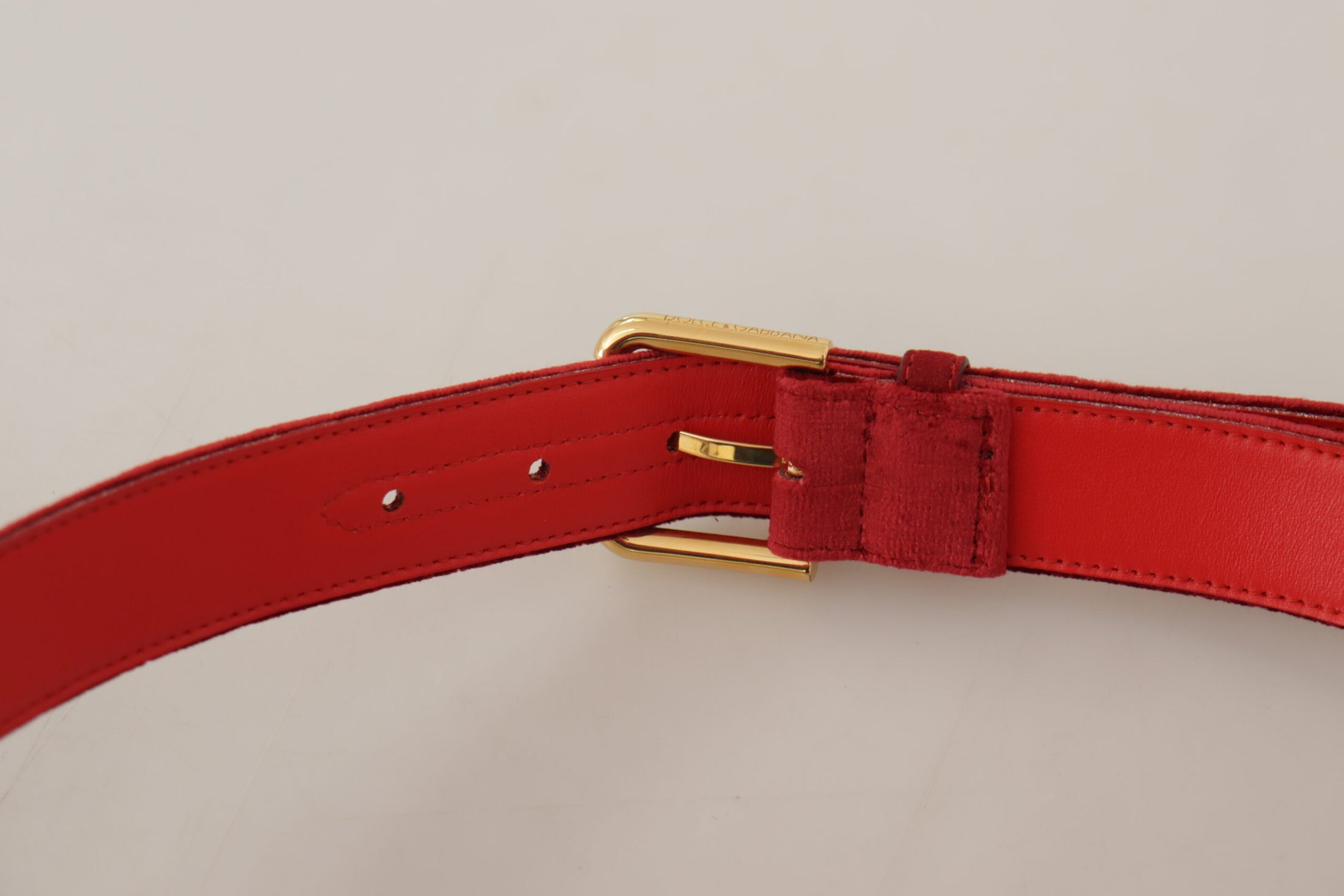 Dolce &amp; Gabbana Elegant red suede designer belt