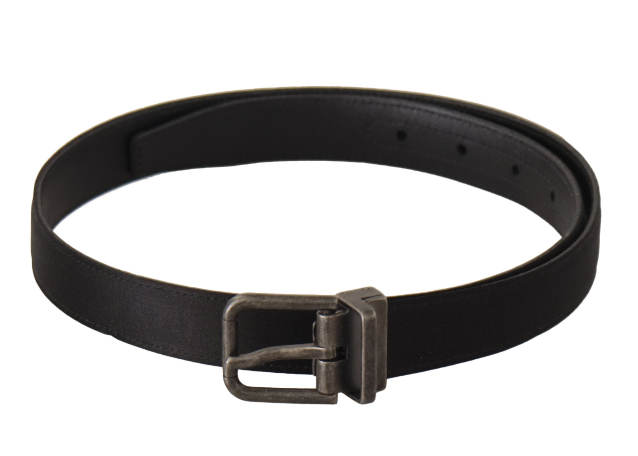 Dolce &amp; Gabbana Elegant black leather belt with metal buckle