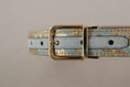 Load image into Gallery viewer, Dolce & Gabbana Elegant light blue leather belt with gold buckle
