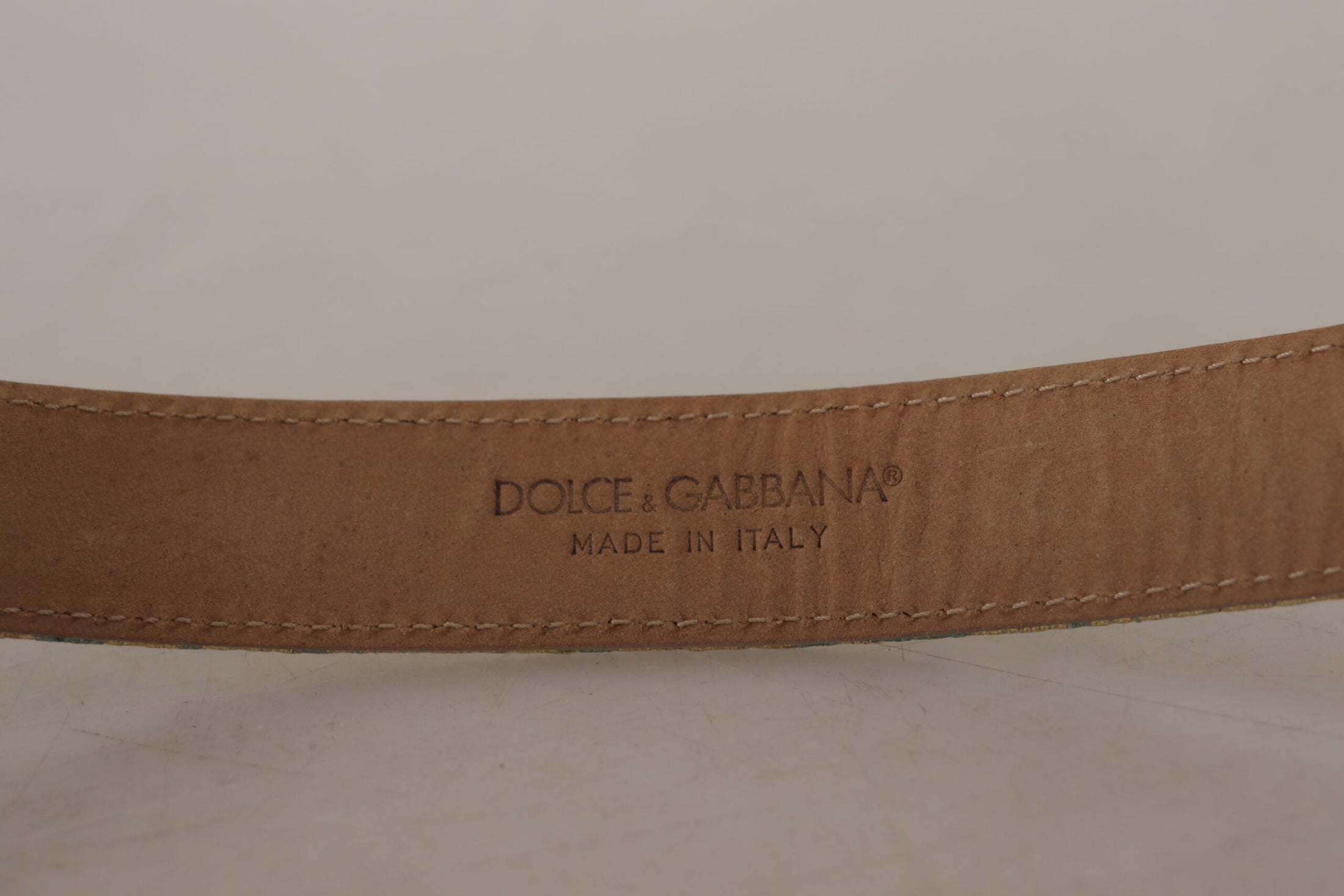 Dolce &amp; Gabbana Elegant light blue leather belt with gold buckle