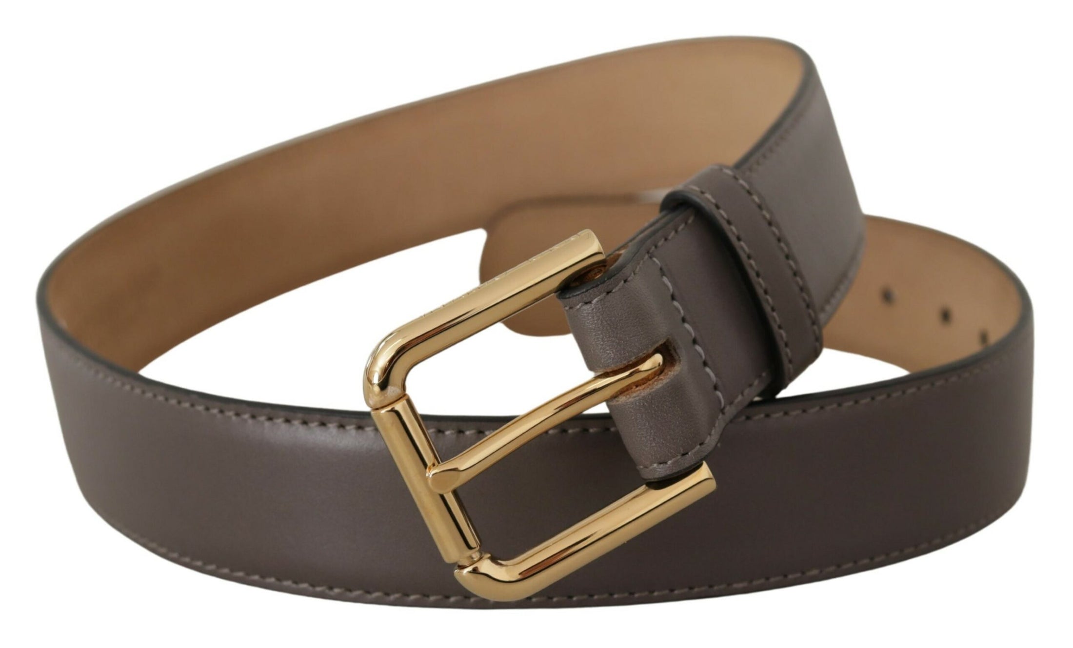 Dolce &amp; Gabbana Elegant leather belt with engraved buckle