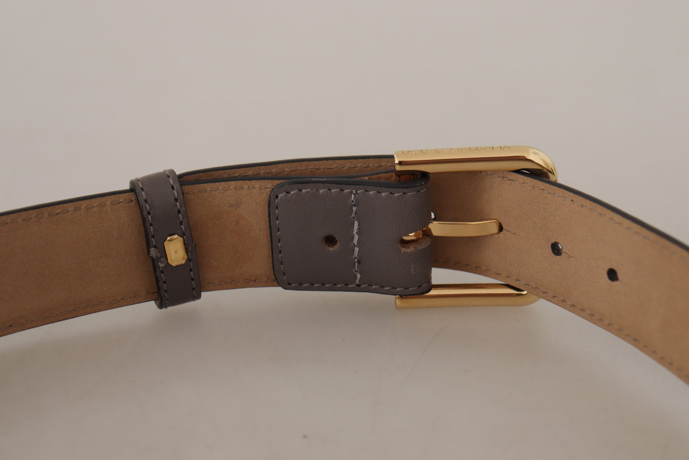 Dolce &amp; Gabbana Elegant leather belt with engraved buckle