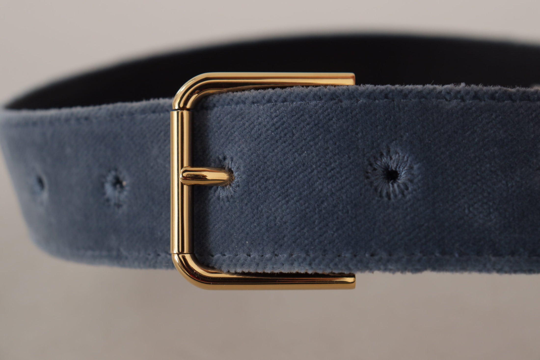 Dolce &amp; Gabbana Elegant Navy Blue Velvet Designer Belt