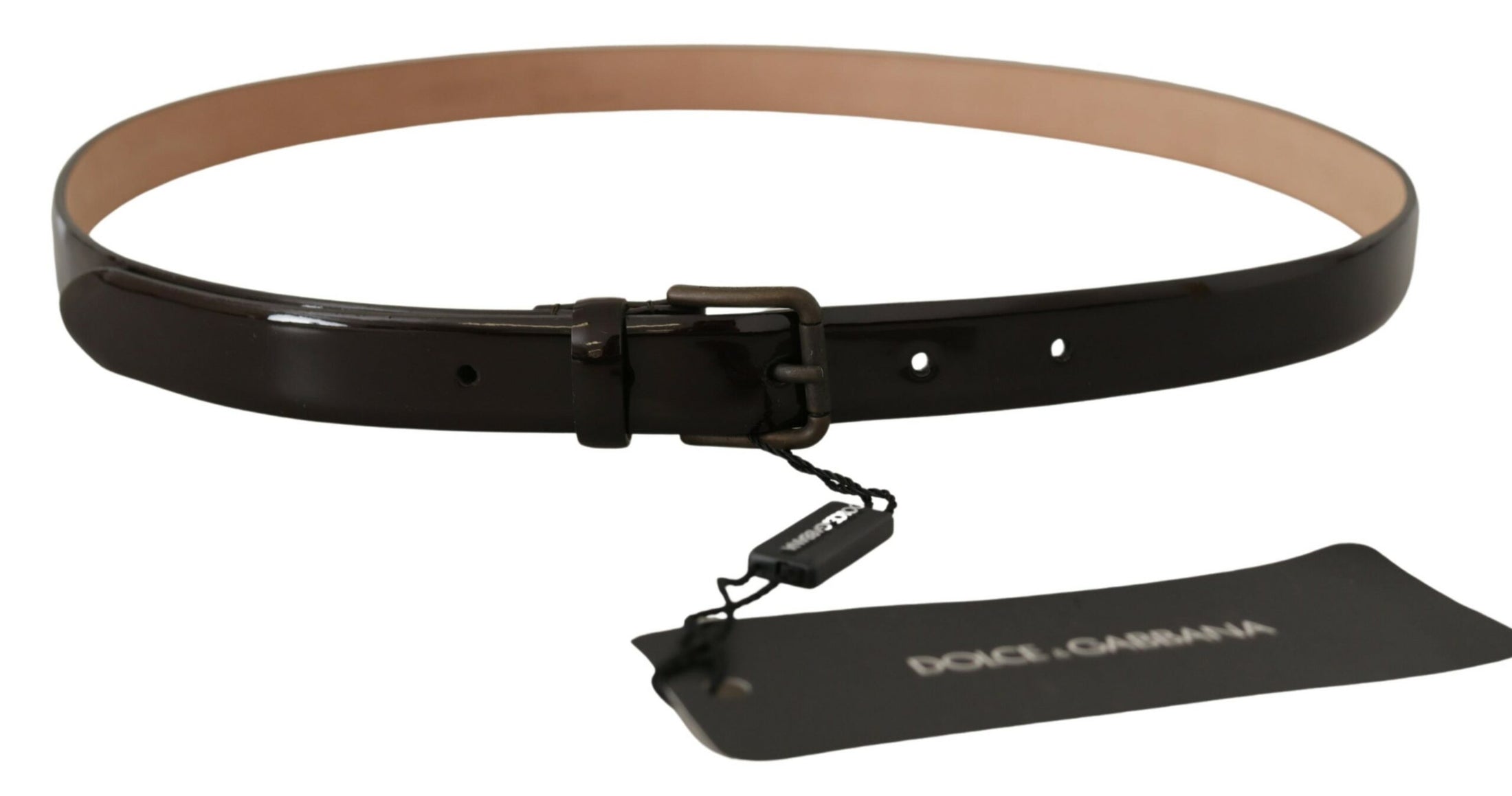 Dolce &amp; Gabbana Elegant black leather belt with logo buckle