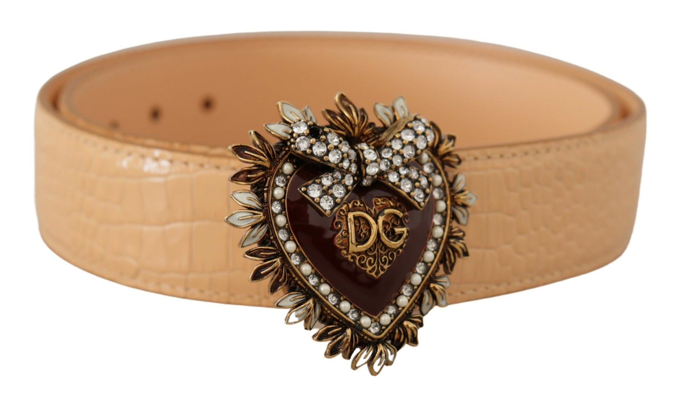 Dolce &amp; Gabbana Adorable nude leather belt with engraved buckle