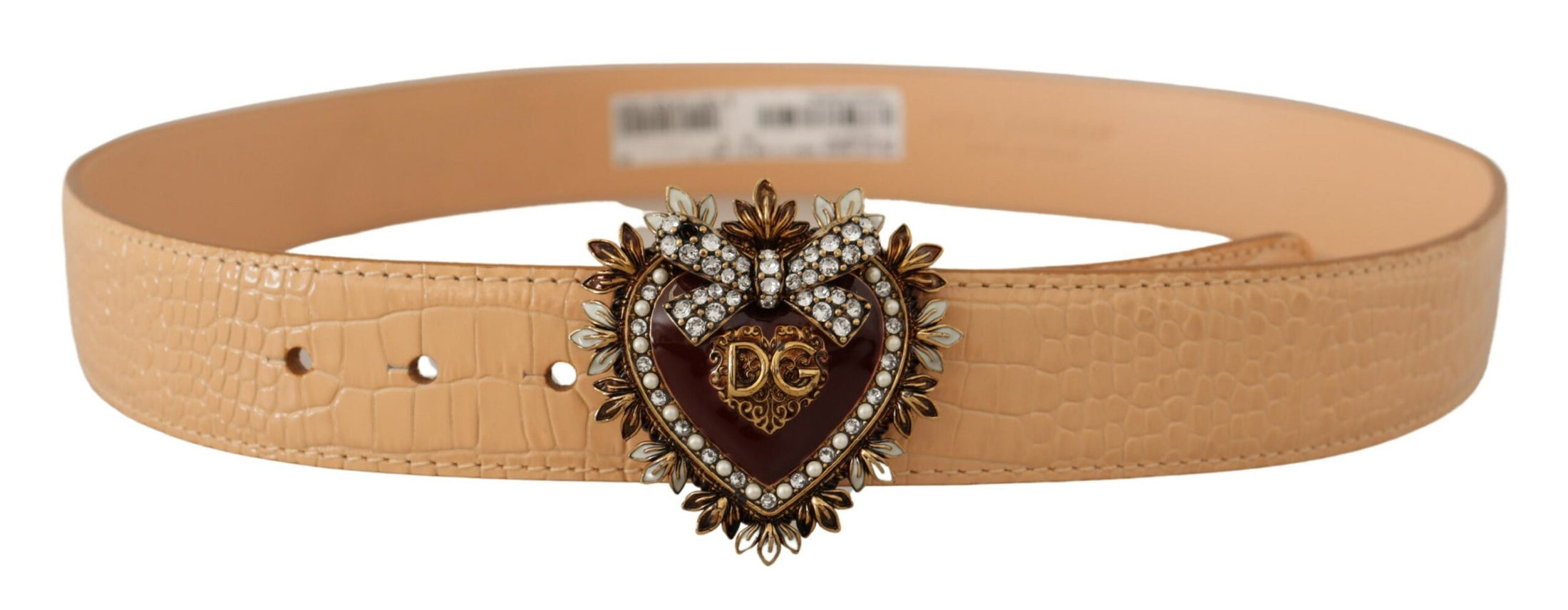 Dolce &amp; Gabbana Adorable nude leather belt with engraved buckle