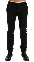 Load image into Gallery viewer, GF Ferre Elegant slim fit trousers in black cotton
