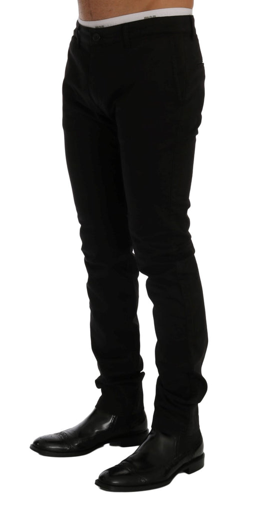 GF Ferre Elegant slim fit trousers in black cotton