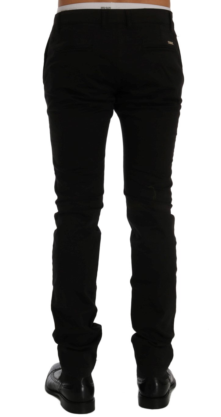 GF Ferre Elegant slim fit trousers in black cotton