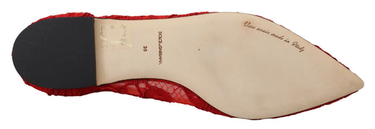 Dolce & Gabbana Rote Flats mit Kristallverzierung