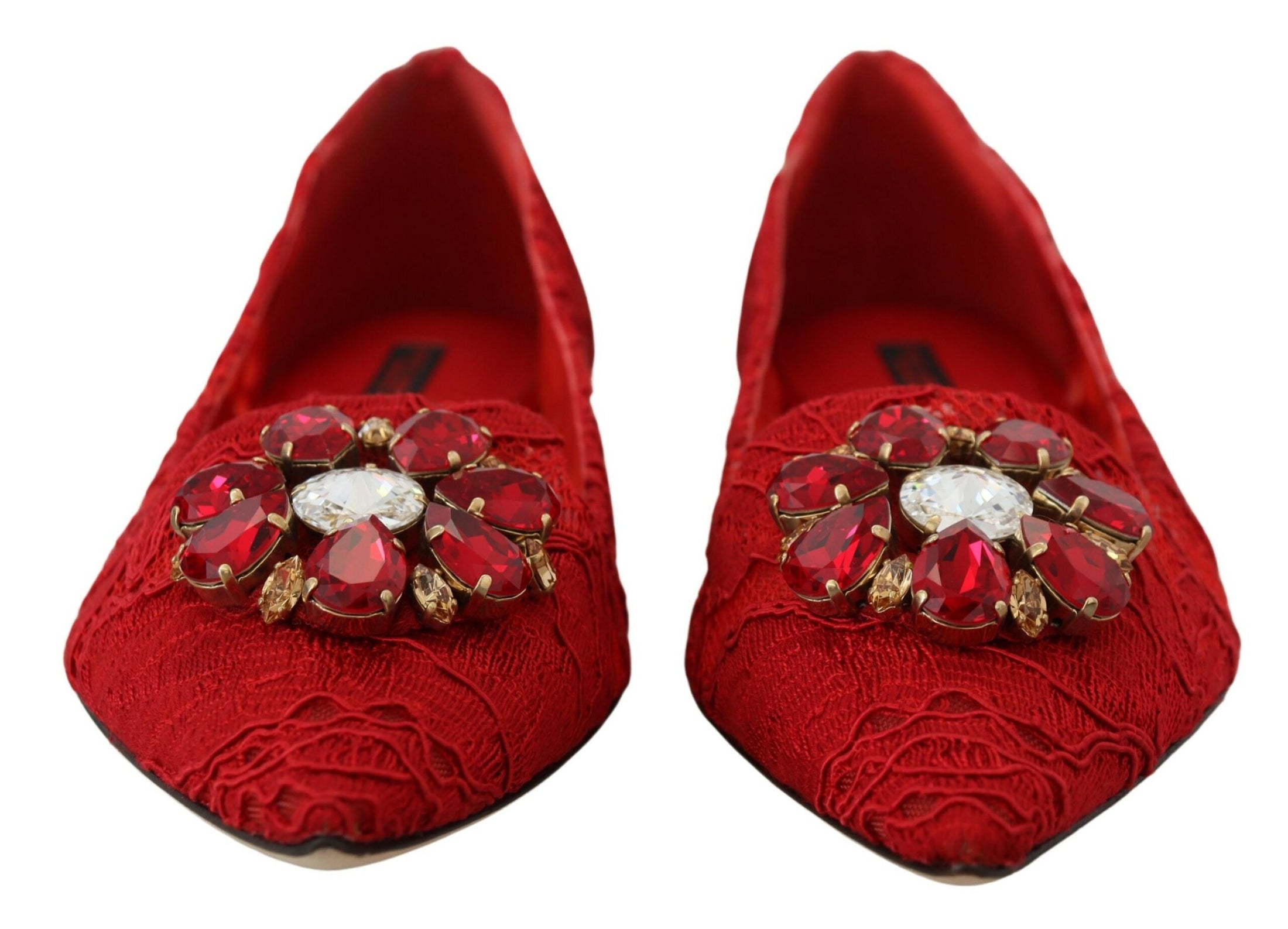 Dolce & Gabbana Rote Flats mit Kristallverzierung