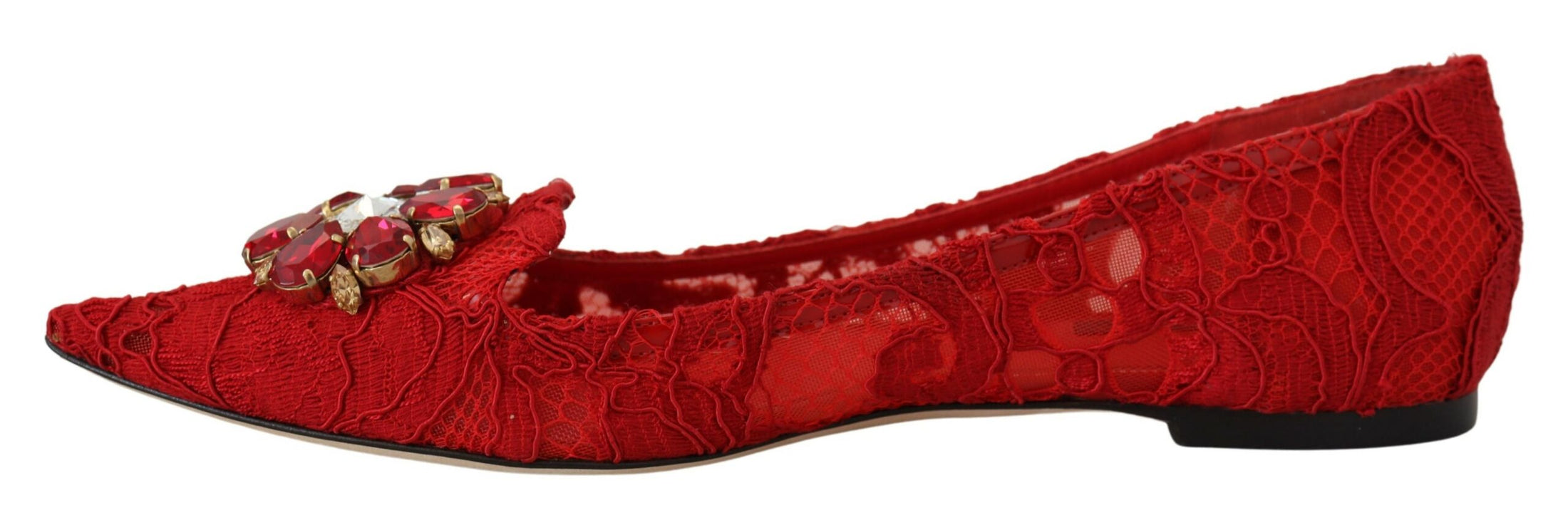 Dolce & Gabbana Rote Flats mit Kristallverzierung