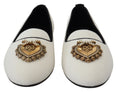 Load image into Gallery viewer, Dolce & Gabbana Elegante Loafers aus weißem Samt mit goldenem Herz-Detail
