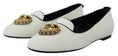 Load image into Gallery viewer, Dolce & Gabbana Elegante Loafers aus weißem Samt mit goldenem Herz-Detail
