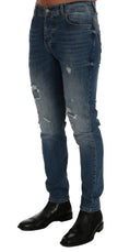 Load image into Gallery viewer, Frankie Morello Svelte Italian Denim - Slim Fit Blue Jeans
