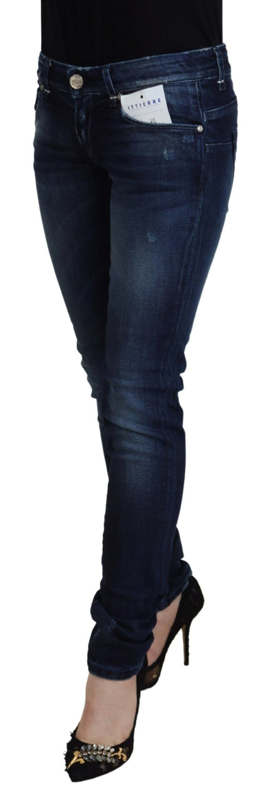 Acht Schicke Skinny Denim-Hose mit niedriger Taille