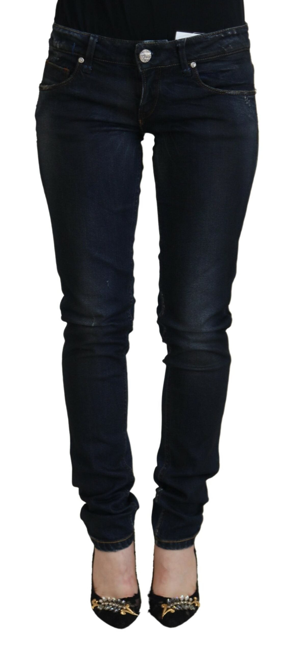 Acht Schicke Skinny-Denim-Hose mit niedriger Taille