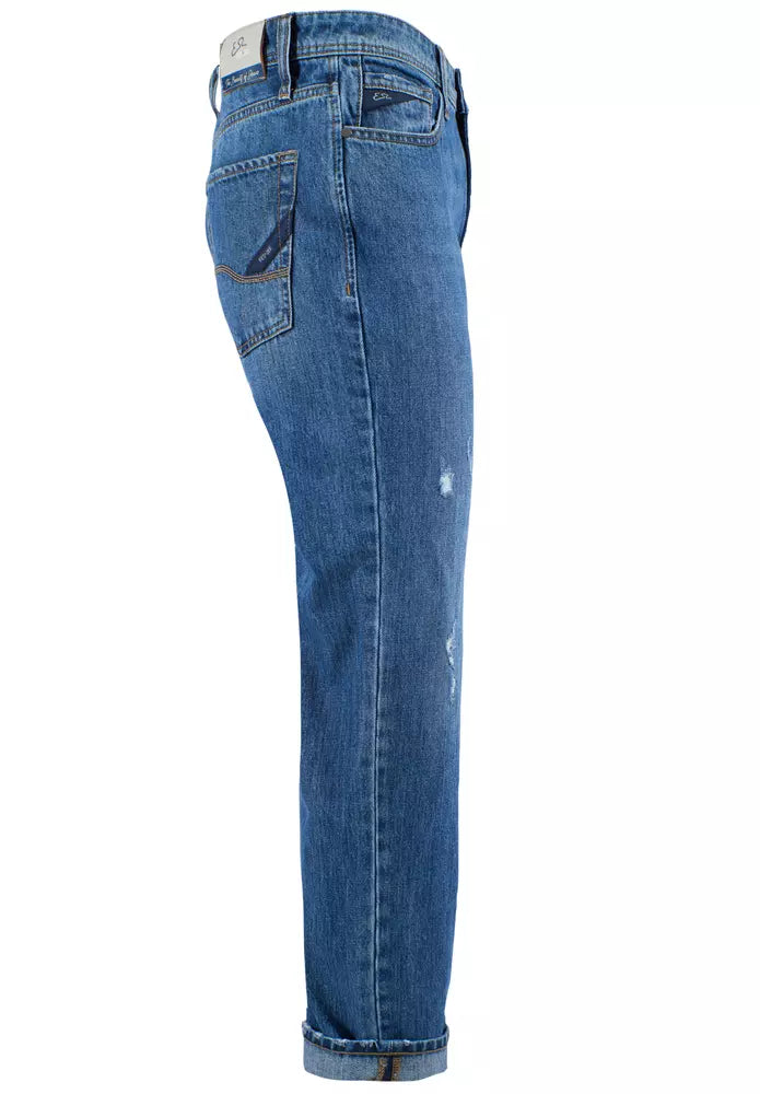 Yes Zee Blaue Baumwolle Männer Jeans