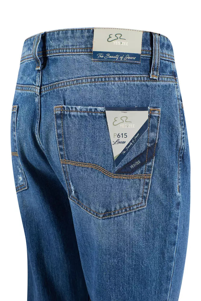 Yes Zee Blaue Baumwolle Männer Jeans