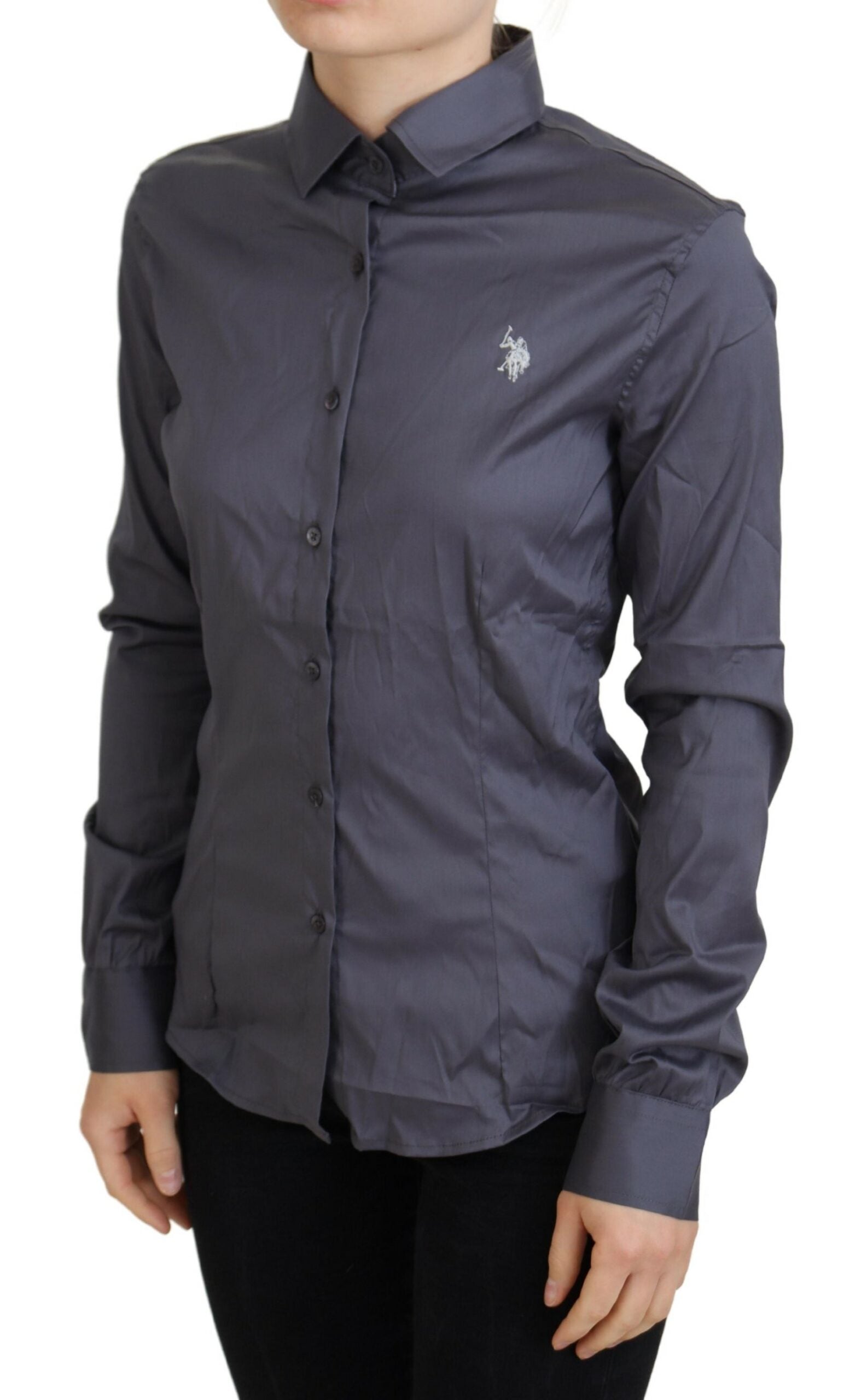 U.S. POLO ASSN. Elegantes graues langärmeliges Poloshirt