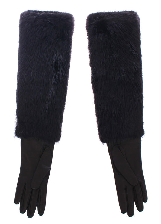 Dolce &amp; Gabbana Elegant gloves made of beaver fur in elbow length