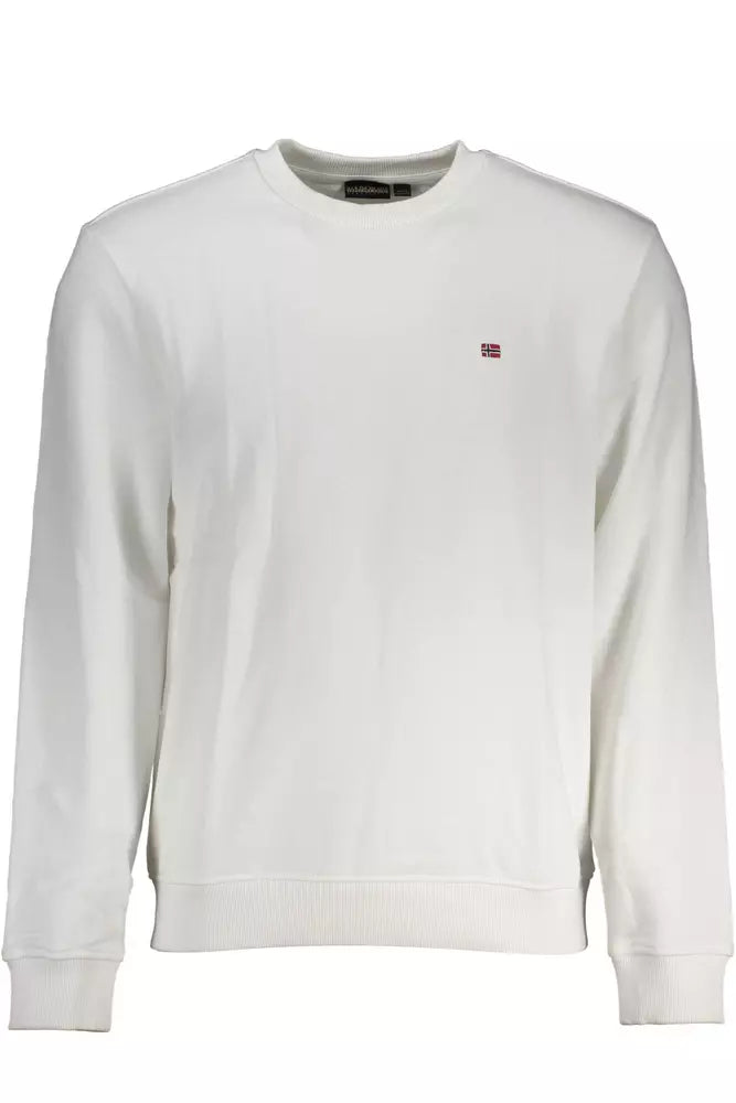 Napapijri Crisp white crew neck sweatshirt with embroidery